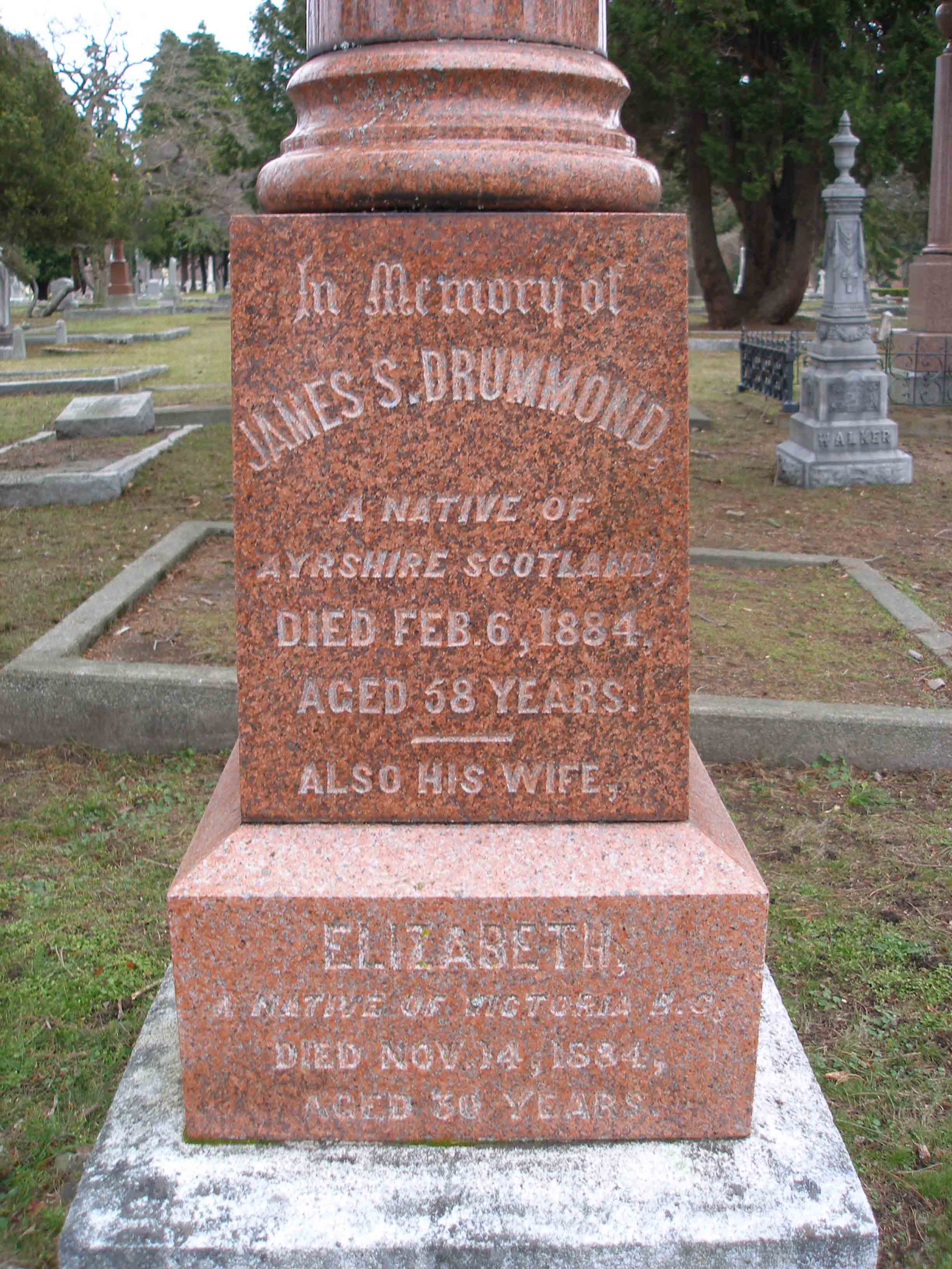 James Smith Drummond tomb inscription